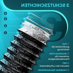 Dailygoods - HG Power 75 mm afvoerslang, 2,5 m, flexibele pvc-aluminium buis, ventilatieslang, geluidsgeïsoleerde aluminium flexibele slang, afvoerbuis voor groeitent, droger, mobiele airconditioning — thumbnail 2