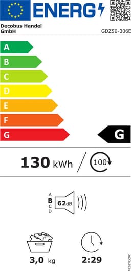 Re-purelife® wasdroger compact met 6 programma's - droogtrommel van ABS met UV- en hoge temperatuursterilisatie - wanddroger met timer en kinderslot - modern wit 49,5 × 42 × 59,5 cm — thumbnail 2