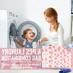 Set van 4 Waszakken in Diverse Maten voor Ondergoed, Shirts, Truien en Babykleding met Rits — thumbnail 3