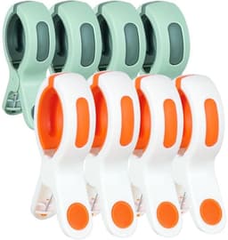 GELLDG Handdoekklemmen - Strandclips - Winddicht En Antislip Ontwerp - Gemaakt Van Duurzaam PP-Materiaal - 8 Stuks In Set - Geschikt Voor Strandstoel En Waslijn - Groen En Wit — thumbnail 1