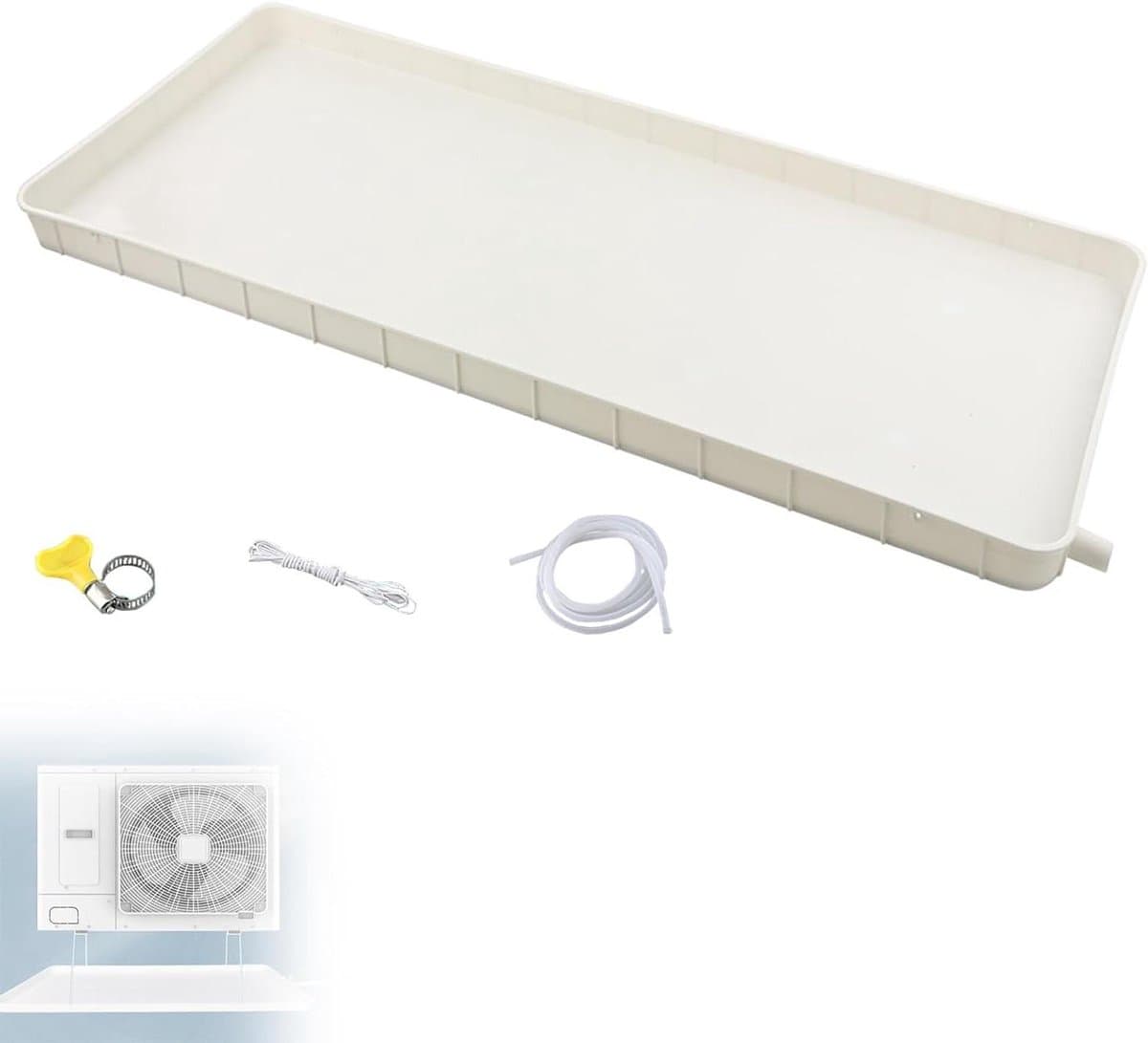 Condensaatopvangbak Airco - Waterbak Lekbak - Water Overlast Voorkomen - Met Afvoergat en Slang - 91.5x45cm - Grijs — afbeelding 1