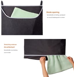 carmdering - Deur Hangende Wasmand - Extra Grote Wasopberger - 600D Oxford Stof Mand - Grote Opening Ontwerp - Onderste Rits Systeem - Waterdicht 600D Materiaal - Scheurvast En Duurzaam - Bespaart Ruimte En Houdt Kamer Netjes - 1 Stuk - Zwart — thumbnail 3