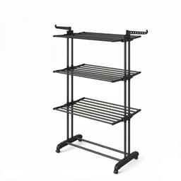 4-laags opvouwbaar vleugel-droogrek 63,5×128×173 cm zwart, verrijdbaar met wielen, opvouwbaar voor ruimtebesparing, hoog draagvermogen 35 kg, geschikt voor binnen- en buitengebruik, balkon/terras/wasruimte/gang — thumbnail 1