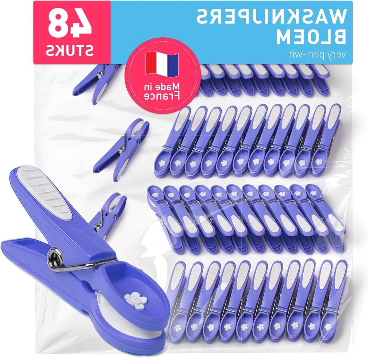 Wasknijpers bloem - Kledingknijpers - Was ophangen - UV en vorstbestendig - 48 stuks - Wit — afbeelding 1