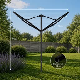 Vonia Droogmolen - Droogrek - Droogmolen met metalen Grondanker - 45 meter Drooglengte - Zwart — thumbnail 2