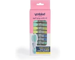 Wasknijpers - Kledingclips Haringen - Wasgoed Ophangen - Veilige Rubberen Grip - 24 stuks - Blauw en wit