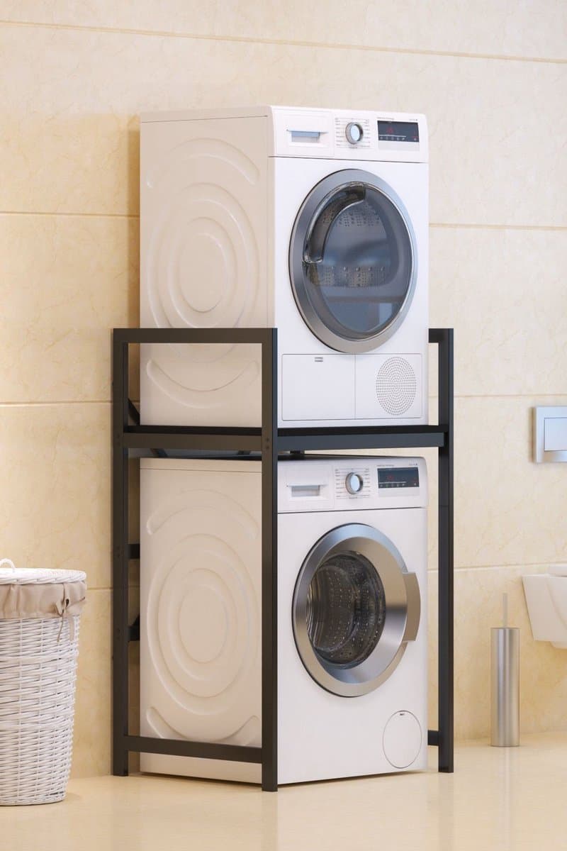 Asir - Wasmachinekast - Zwart - 100% METAAL - 70 x 116 x 60 cm — afbeelding 1