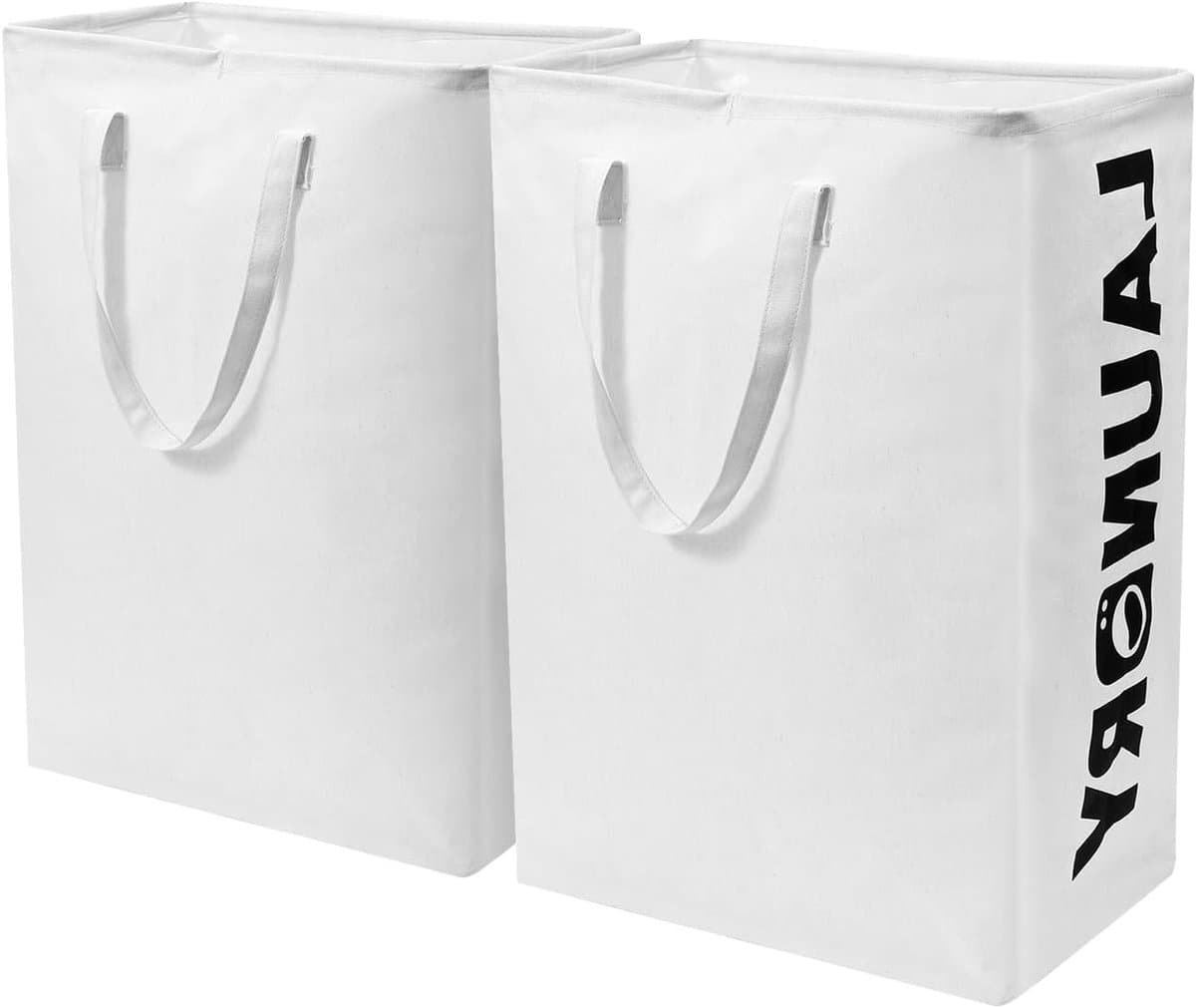 Opvouwbare wasmand 2-pack 75 liter met deksel - wasverzamelaar, smalle wasmand voor badkamer en woonkamer, 60 x 40 x 34 cm. — afbeelding 1