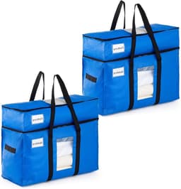 Dubbele Laag Verhuiszakken Extra Groot met Sterke Handvatten en Ritsen - Ideaal voor Verhuizen, Kledingopslag en Waszakken (Blauw, 2 Stuks) — thumbnail 1