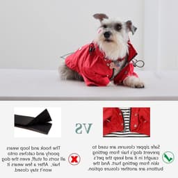 Reflecterende hondenregenjas met rits, waterafstotend en verstelbare trekkoord, afneembare capuchon, stijlvolle premium regenjassen voor honden - Rood - Maat M — thumbnail 2