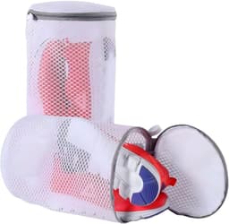 Schoenwaszak, 2 stuks, herbruikbare schoenenzakken, wasmachine met ritssluiting, 20 x 35 cm, duurzame sneakers, schoenen, waszak, voor alle soorten schoenen en maten (wit) — thumbnail 1