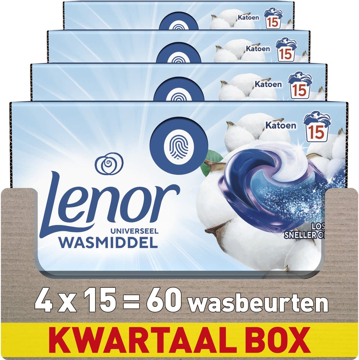 Lenor All-in-1 Wasmiddel Pods - Katoen Fris - 4 x 15 stuks — afbeelding 1