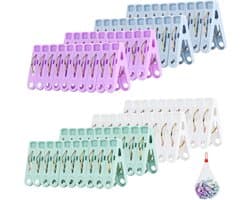 Sterke Kledingknijpers - 98 Stuks Plastic Klemmen voor Waslijn, Tuin, Badkamer en Keuken - Antislip en Verkrijgbaar in 4 Kleuren