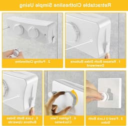 Verstelbare Waslijn van 30 cm, Muurbevestiging met Dubbele Touw, Ideaal voor Binnen en Buiten Gebruik, Ruimtebesparend en Handig voor Droog Kleding — thumbnail 3
