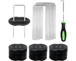 Complete Set van 50 Grondankers met Wasringen en Haak voor Tuin, Tent en Onkruiddoek