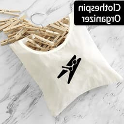 Handige Wasknijper Tas voor het Opbergen van Kledingaccessoires, Sokken en Kleine Voorwerpen (32 x 28 cm), Beige, Ruimtebesparende Oplossing voor Thuisgebruik — thumbnail 3