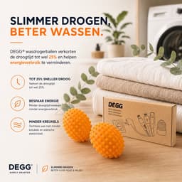 DEGG® - Wasdrogerballen voor Droger - 2 stuks - Herbruikbaar - Tot 25% Sneller Droog - Minder Kreukels & Statische Elektriciteit - Dryer Balls voor Wasdroger — thumbnail 3
