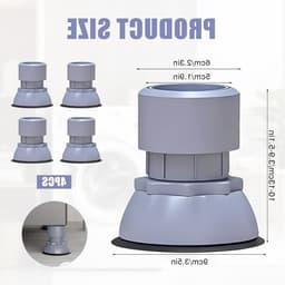 Vibratie-dempers voor wasmachine en droger, set van 4, hoogte verstelbare dempingspads, anti-vibratie en geluidsreductie, geschikt voor 10-12 cm voeten, grijs — thumbnail 5