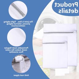 Set van 8 waszakken voor de wasmachine – Fijne wasnetten 30x20cm & 30x40cm – Herbruikbare beschermende waszakken voor lingerie, sokken en babykleding — thumbnail 2