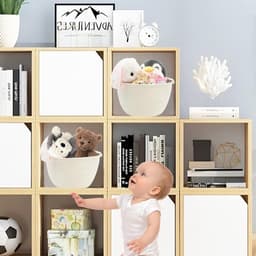 Handgeweven Opbergmand met Stevige Handgreep, Herbruikbare Cadeaumand, Lege Mand voor Kinderdagverblijf, Opbergoplossing voor Baby Speelgoed en Babywas, Katoenen Touw, 24 x 18 cm, Wit — thumbnail 2