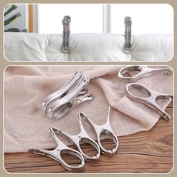 Wasknijpers Sterk - Metalen Klemmen - Kleding Ophangen - Roestvrij Staal - 6 Stuks - Zilver — thumbnail 5