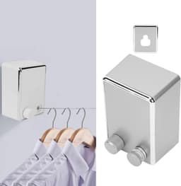 Dailygoods- Waslijn Uittrekbaar 4,2 Meter - Wanddroogrek - Roestvrij Staal - Modern Design - Max. Belasting 20 kg - Geschikt voor Binnen/Buiten - Wasrek — thumbnail 3