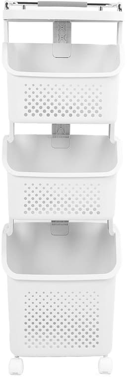 Dailygoods- Wasmand met Wielen - Wasmand 3 Vakken - Wasmand met Deksel - Wassorteerder - Huishoud Organizer - PP/ABS Constructie - Wascontainer — thumbnail 3