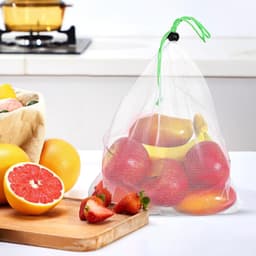 Fruitnet Set - Mesh Zakken - Vers Houden - Ademend Materiaal - 35x30CM 6 Stuks - Wit — thumbnail 5