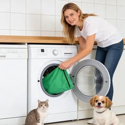 Waszak voor Huisdieren 65 cm x 70 cm - Haarvanger voor Honden, Katten en Konijnen, Fijnmazige Waszakken met Verborgen Rits voor de Wasmachine, Ideaal voor Dierenharen — thumbnail 3