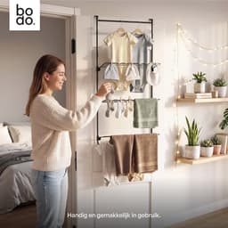 Bodo® Droogrek Hangend - 10m - Ophangbaar aan Deur of Wand - Zwart — thumbnail 2