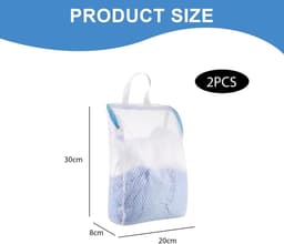 Dailygoods- Wasnet - 2 Stuks - Met Ritssluiting - Herbruikbaar - Voor Ondergoed/Sokken/Truien - Hoogwaardig Polyester - 20 x 30 cm - Waszak — thumbnail 2