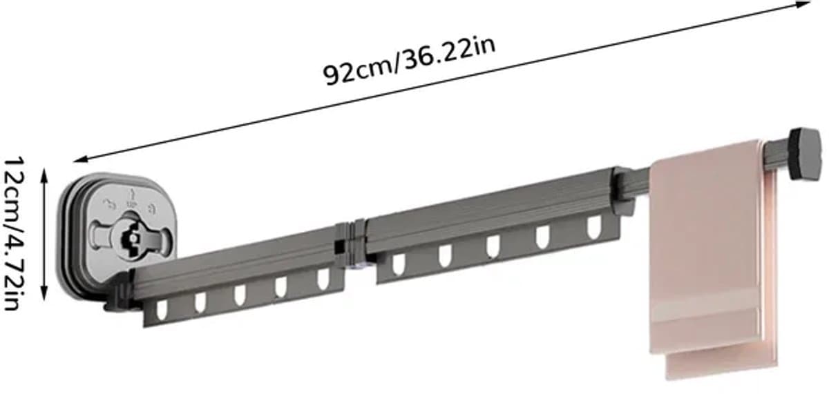 Uitschuifbaar wand-wasdroogrek 92cm PYTHON — afbeelding 1
