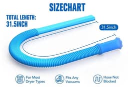 Slang - Stofzuigerslang - Kunststof - Universeel - Ventilatiepijp van de stofzuiger - Compatibel met de meeste stofzuigers - Geschikt voor het reinigen van de uitlaatopeningen van wasdrogers - 80cm - Blauw — thumbnail 5