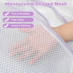 3-delige dubbellaags wasnet set - met handvatten - paarse kleur - 3 maten 40×40 50×50 60×60 cm - herbruikbaar mesh voor bh's en sokken — thumbnail 4