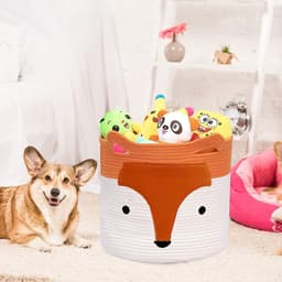 Vouwbare Opbergmand met Schattige Vos, Katoenen Touw Wasmand voor Kinderkleding en Speelgoed, Ideaal voor Kamerdecoratie (35cm x 32cm) — thumbnail 2