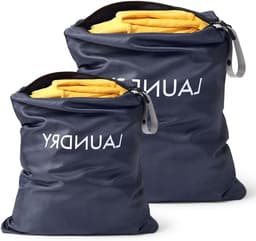 Vouwbare Waterdichte Waszakken, 2 Stuks voor Vuile Kleding, Ideaal voor Fitness en Strand, Met Rits en Opbergruimte - Donkerblauw — thumbnail 1