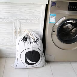 Wasbare Canvas Waszakken met Trekkoord - Set van 2, 60x48cm, Ruime Opbergtassen voor Kleding, Geschikt voor Wasmachine en Duurzaam Gebruik — thumbnail 5