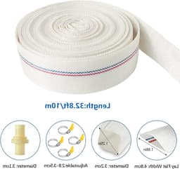 Flexibele stofslang 1 1/4 inch, 32 mm, 10 m platte slang met 4 roestvrijstalen klemmen en aansluiting, ideaal voor industriële en agrarische toepassingen, waterafvoer en irrigatie — thumbnail 5