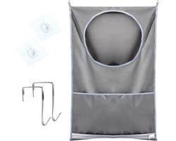 Hanging Laundry Basket met Zuignappen en RVS Deurhaken, Ideaal voor Kledingverzameling en Ruimtebesparing
