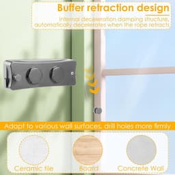 Uittrekbare Waslijn - Dubbele Kabel Waslijn - Kleding Drogen - Doorhangbestendig Ontwerp - 51 meter - Donkergrijs — thumbnail 5