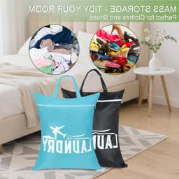 Reiswaszakken Set van 2, Ideaal voor Sportkleding, Vakantie en Camping, Met Rits voor Gemakkelijk Gebruik (Blauw+Zwart) — thumbnail 4