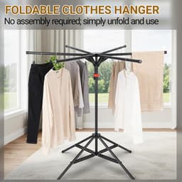 Droogmolen - Kledingrek - Kleding Drogen - 6 Uitschuifbare Armen - 170 cm Hoog - Zwart — thumbnail 5