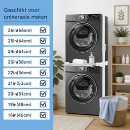 Universeel Wasmachine en Droger Stapelrek – In Hoogte Verstelbare Wasmachine Standaard met Werkblad – Metaal Wasmachine Rek – Ruimtebesparend Wasmachine Meubel — thumbnail 3