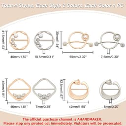 Dailygoods - T-shirt-clips - Kledingklemmen - Elegante parels - Gemengde kleuren - Decoratieve clips - Voor sjaals en kleding - 8 stuks — thumbnail 5