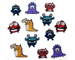 Dailygoods- Strijkpatches 12 Stuks - Grappige Monsterstijl - Opstrijkbare Patches - Kleding Versiering - Defecte Kleding Fixeren - Stijlvolle Borduurstickers - Borduurpatches