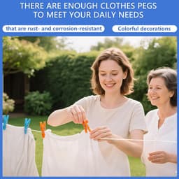 Wasknijpers met Mandje - Kledingknijpers Opbergzak - Kleding Drogen - Windbestendig Antislip - 48 stuks - Multicolor — thumbnail 4
