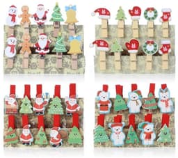 Dailygoods- Knijpers Hout 40 Stuks - Decoratieve Sierklemmen - Kerstmis - Mini Knijpertjes - Duurzaam - Jute Koord - Decoratieve Clips — thumbnail 1