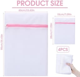 Dailygoods- Wasnet Set van 4 - Extra Grote Wasnetten - 2 Maten Waszakken - Bescherming voor Kleding - Machinewasbaar - Duurzaam Polyester - Waszak — thumbnail 3