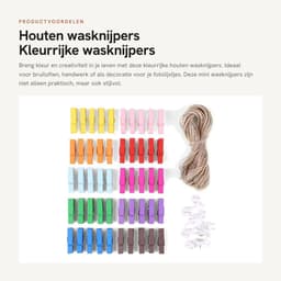 Dailygoods- Wasknijpers 50 Stuks - Houten Wasknijpers - Kleine Wasknijpers - Mini Wasknijpers - Fotoclips - Jute Koord 10m - Fotoknijpers — thumbnail 1