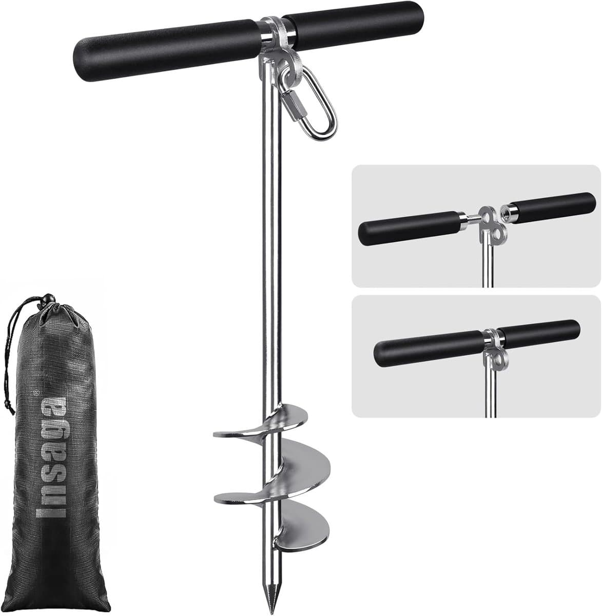 Grondanker - Stormanker Spike - Dieren Vastzetten - Afneembaar Handvat - 44 cm - Zilver — afbeelding 1